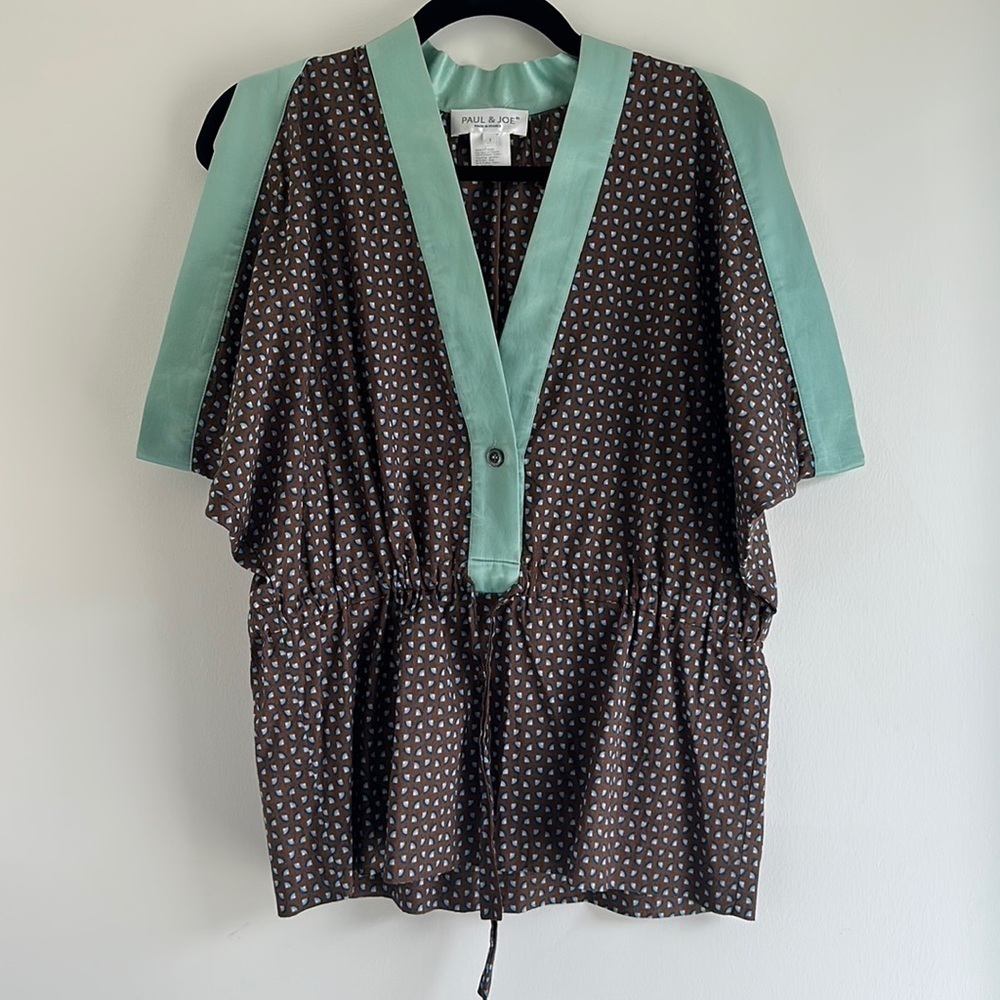 PAUL & JOE | Silk Blend Cinched Waist Dolman Sleeve Blouse